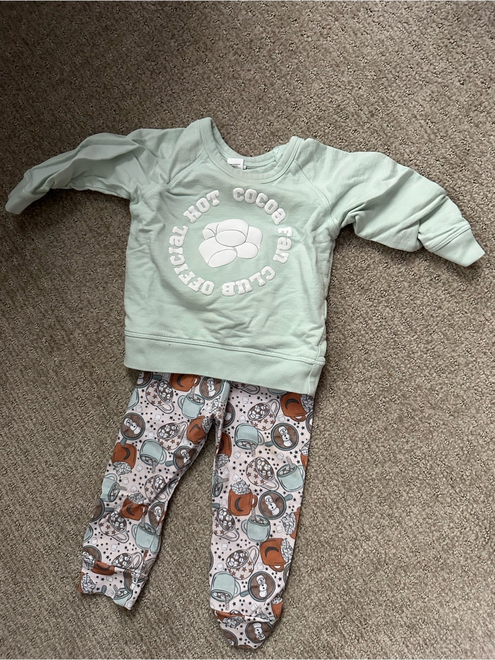 Mint Green 'Hot Cocoa Club' Baby Pajama Set